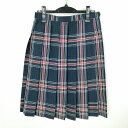 スクールスカート 冬物 w66-丈60 チェック 中学 高校 プリーツ 学生服 制服 女子 中古 HK2343|詳細画像