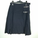 スクールスカート 大きいサイズ 冬物 w72-丈59 紺 中学 高校 プリーツ 学生服 制服 女子 中古 HK5619