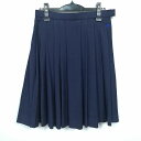 スクールスカート 冬物 w69-丈55 紺 中学 高校 プリーツ 学生服 制服 女子 中古 HK5637