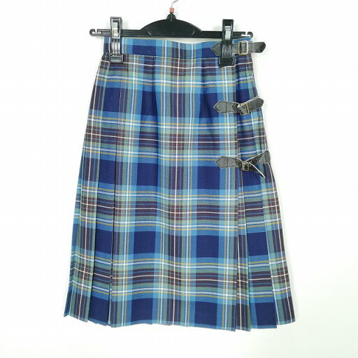 スクールスカート 冬物 w58-丈60 チェック 中学 高校 巻きスカート プリーツ 学生服 制服 女子 中古 HK6452 スクールスカート 冬物 w58-丈60 チェック 中学 高校 巻きスカート プリーツ 学生服 制服 女子 中古 HK6452