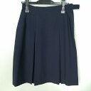 スクールスカート 夏物 w66-丈57 紺 中学 高校 プリーツ 学生服 制服 女子 中古 HK9271
