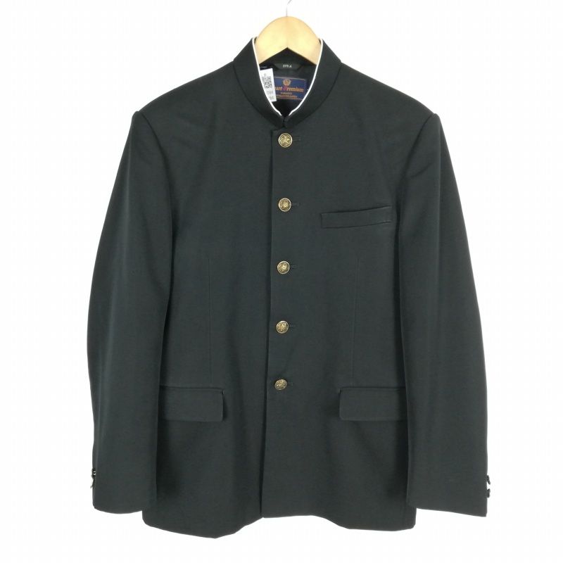 学生服 学ラン 175A 男子 上着 丸洗い可 ウール混 標準型学生服 ラウンドカラー カシドス 黒 中古 ランクC a3 JJ5784