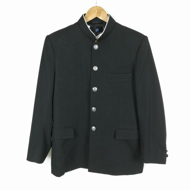 学生服 学ラン 170A 男子 上着 ウール混 標準型学生服 ラウンドカラー カシドス 黒 中古 ランクB a3 JJ5826