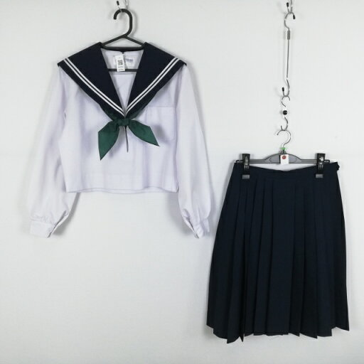 セーラー服 スカート スカーフ 上下3点セット 150A 中間服 白2本線 女子 学生服 中学 高校 白 制服 中古 ランクC NA3904 セーラー服 スカート スカーフ 上下3点セット 150A 中間服 白2本線 女子 学生服 中学 高校 白 制服 中古 ランクC NA3904