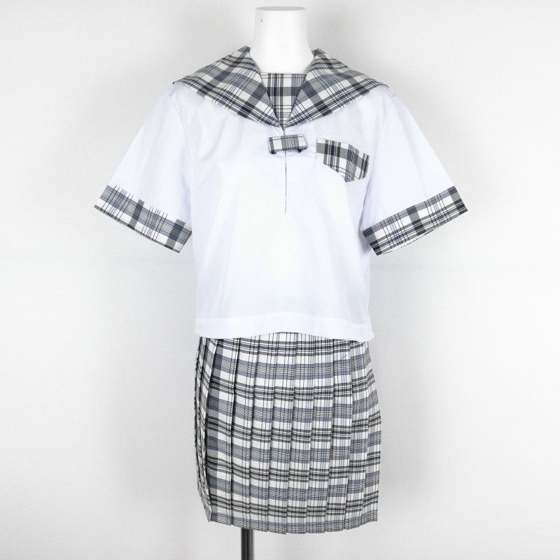 新品 夏 セーラー服 白 チェック衿 上下セット tam_1501