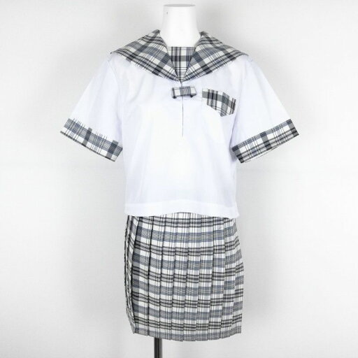 新品 夏 セーラー服 白 チェック衿 上下セット tam_1501 新品 夏 セーラー服 白 チェック衿 上下セット tam_1501