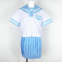 新品 夏 セーラー服 白 水色衿 白3本線 上下セット tam_1969m