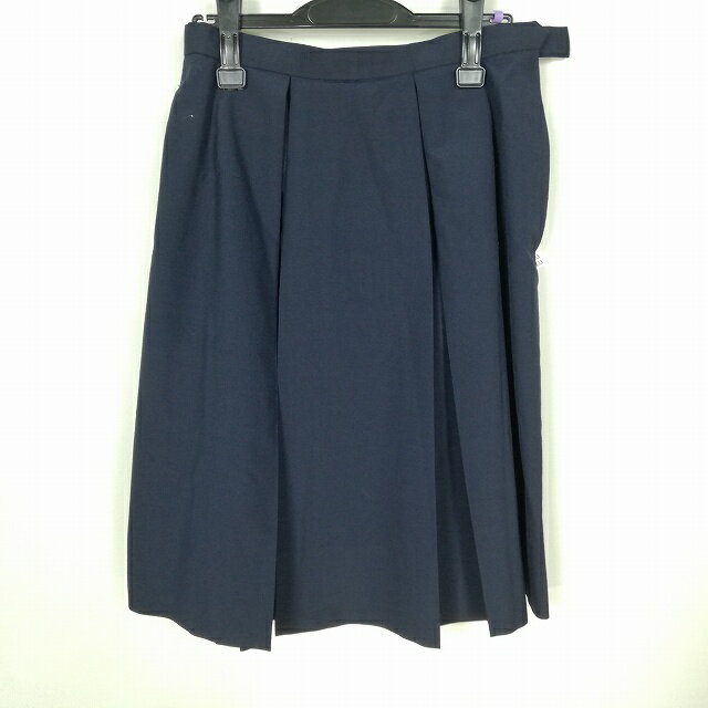 スクールスカート 大きいサイズ 夏物 w75-丈63 紺 中学 高校 プリーツ 学生服 制服 女子 中古 HK9833