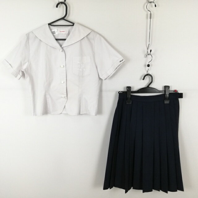 セーラー服 スカート 上下2点セット カンコー 夏物 女子 学生服 兵庫姫路高校 白 制服 中古 ランクC NA6200