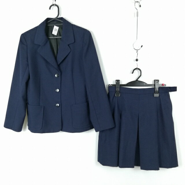 ブレザー スカート 上下2点セット 冬物 女子 学生服 中学 高校 紺 制服 中古 ランクC NA6241