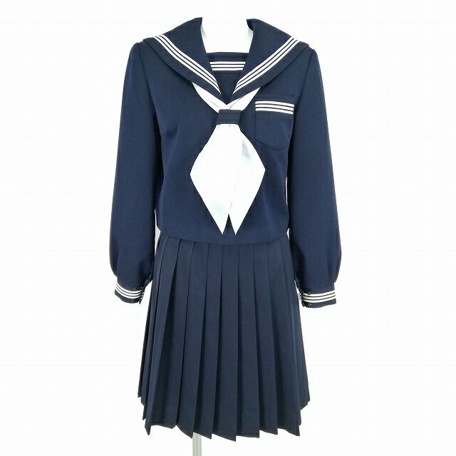 【レンタル】【7泊8日】 セーラー服 S〜大きいサイズ 女子 高生 制服 スクール 学生 冬 女子 セーラー服 長袖 高校中学 上下 白3本線 紺 reu7