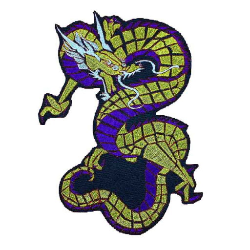 wagara-3 【龍】ドラゴン 刺繍 絵柄ワッペン 卒業記念 龍 紫×金 赤ふち パープル ゴールド wagara-3 【龍】ドラゴン 刺繍 絵柄ワッペン 卒業記念 龍 紫×金 赤ふち パープル ゴールド