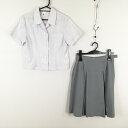 ブラウス スカート 上下2点セット 夏物 女子 学生服 中学 高校 白 制服 中古 ランクC EY1090