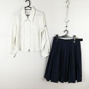 ブラウス スカート 上下2点セット LL 中間服 女子 学生服 宮崎商業高校 白 制服 中古 ランクC EY1091