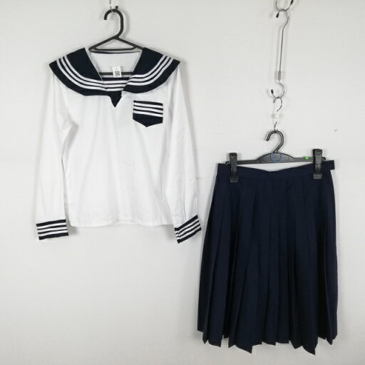 コスプレ セーラー服 スカート 上下2点セット 白3本線 女子 学生服 中学 高校 白 制服 中古 GM1496 コスプレ セーラー服 スカート 上下2点セット 白3本線 女子 学生服 中学 高校 白 制服 中古 GM1496