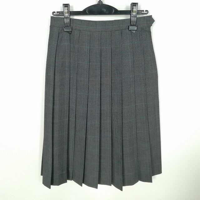 スクールスカート 夏物 w60-丈63 チェック 中学 高校 プリーツ 学生服 制服 女子 中古 HK9360