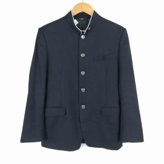 学生服 学ラン 170A 男子 トンボ 上着 ウール混 学校指定制服 ラウンドカラー サージ 紺 中古 ランクC a3 JJ5779