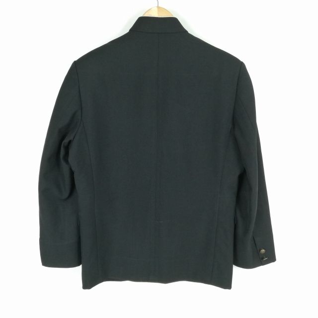 学生服 学ラン 165A 男子 上着 ウール混 ラウンドカラー サージ 黒 中古 ランクC a3 JJ5800