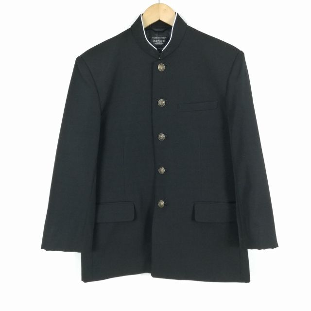学生服 学ラン 170A 男子 上着 ウール混 標準型学生服 ラウンドカラー カシドス 黒 中古 ランクC a3 JJ5831