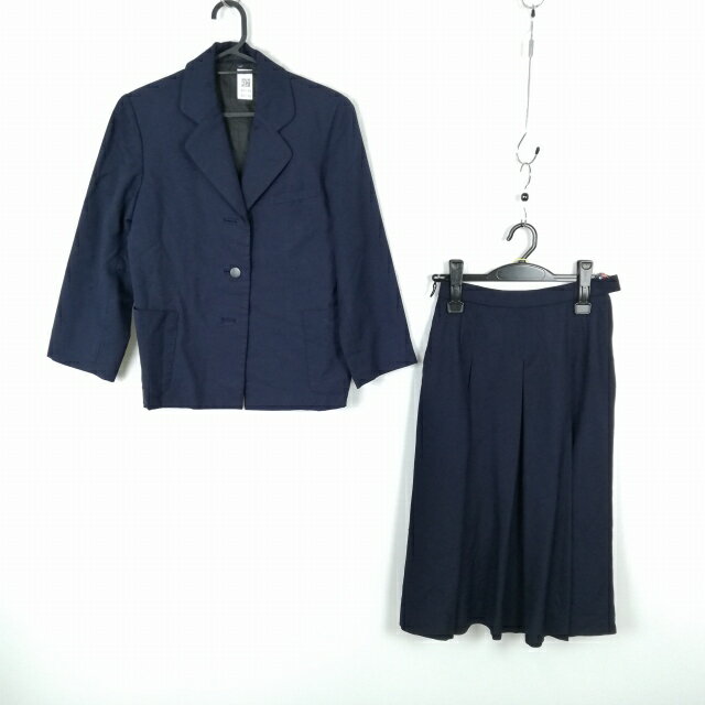 ブレザー スカート 上下2点セット 冬物 女子 学生服 中学 高校 紺 制服 中古 ランクC NA1195