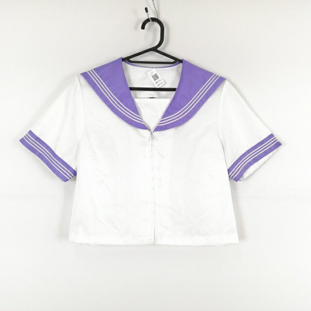 コスプレ セーラー服 上着 2L 大きいサイズ 白3本線 女子 学生服 中学 高校 白 制服 中古 GM1155