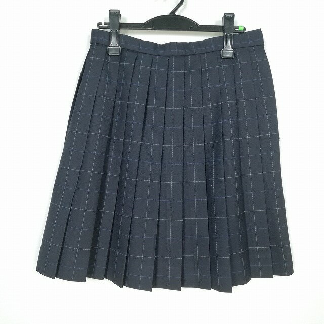 スクールスカート 冬物 w66-丈53 チェック 中学 高校 プリーツ 学生服 制服 女子 中古 HK1087