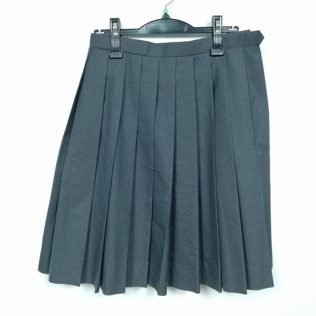 スクールスカート 冬物 w66-丈55 グレー 中学 高校 プリーツ 学生服 制服 女子 中古 HK3719