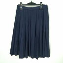 スクールスカート 冬物 w66-丈60 紺 中学 高校 プリーツ 学生服 制服 女子 中古 HK4812