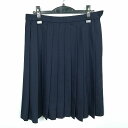 スクールスカート 大きいサイズ 冬物 w72-丈59 紺 中学 高校 プリーツ 学生服 制服 女子 中古 HK5831