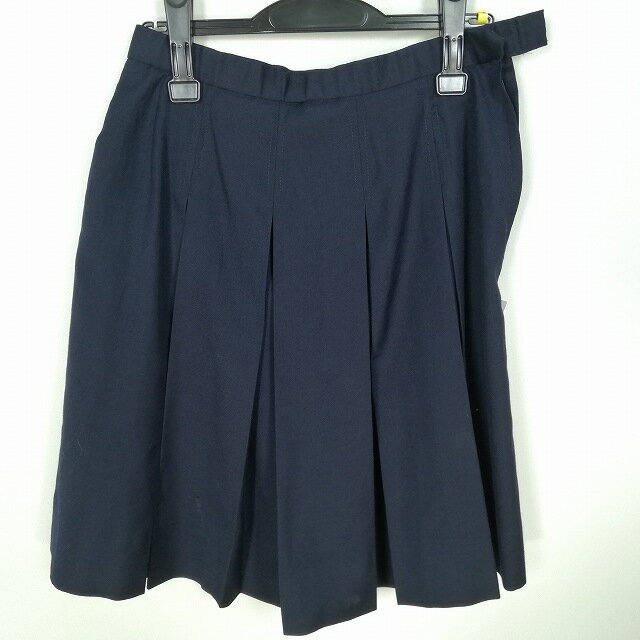 スクールスカート 夏物 w69-丈54 紺 中学 高校 プリーツ 学生服 制服 女子 中古 HK8235