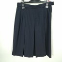 スクールスカート 冬物 w63-丈56 紺 中学 高校 プリーツ 学生服 制服 女子 中古 HK9940