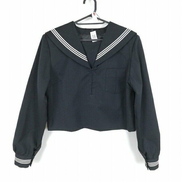 セーラー服 上着 大きいサイズ 冬物 白3本線 女子 学生服 中学 高校 黒 制服 中古 ランクC NA3911