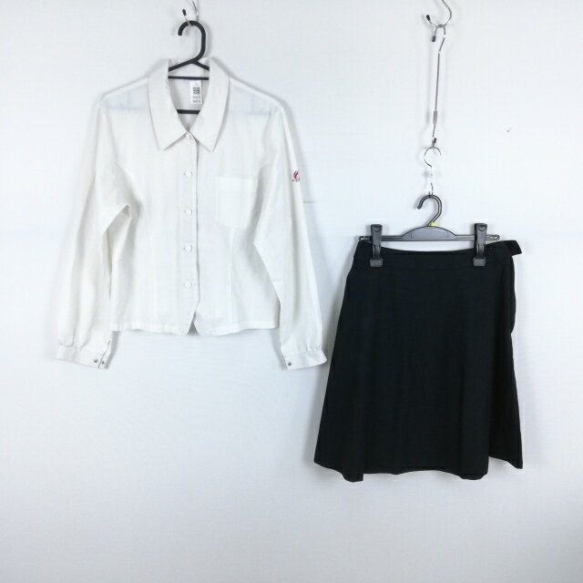 ブラウス スカート 上下2点セット 大きいサイズ 中間服 女子 学生服 宮崎商業高校 白 制服 中古 ランクC NA4216