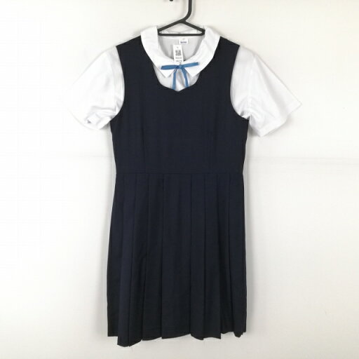 ジャンパースカート 紐タイ バスト86 ウエスト76 冬物 女子 学生服 中学 高校 紺 制服 中古 ランクC NA5230 ジャンパースカート 紐タイ バスト86 ウエスト76 冬物 女子 学生服 中学 高校 紺 制服 中古 ランクC NA5230