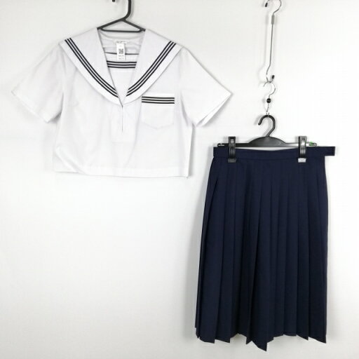 セーラー服 スカート 上下2点セット 富士ヨット 夏物 黒3本線 女子 学生服 中学 高校 白 制服 中古 ランクC NA5235 セーラー服 スカート 上下2点セット 富士ヨット 夏物 黒3本線 女子 学生服 中学 高校 白 制服 中古 ランクC NA5235
