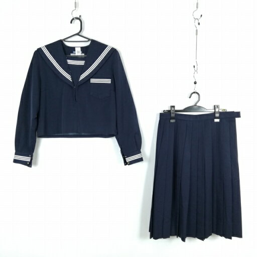 セーラー服 スカート 上下2点セット 大きいサイズ 冬物 白3本線 女子 学生服 中学 高校 紺 制服 中古 ランクC NA5236 セーラー服 スカート 上下2点セット 大きいサイズ 冬物 白3本線 女子 学生服 中学 高校 紺 制服 中古 ランクC NA5236