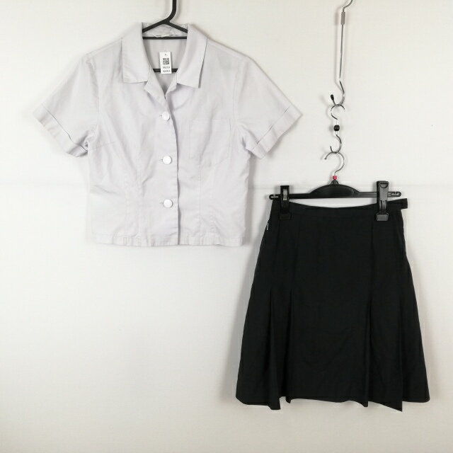ブラウス スカート 上下2点セット L 夏物 女子 学生服 中学 高校 白 制服 中古 ランクC NA5954