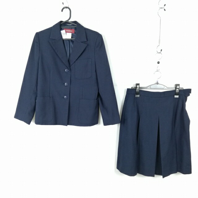 ブレザー スカート 上下2点セット トンボ 冬物 女子 学生服 中学 高校 紺 制服 中古 ランクC NA8468