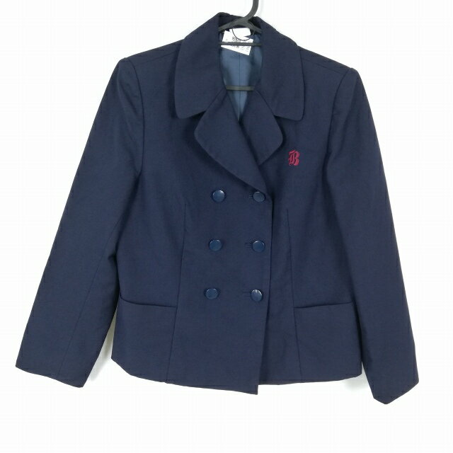 ブレザー 上着 冬物 女子 学生服 神奈川浜岳中学 紺 制服 中古 ランクB EY6600
