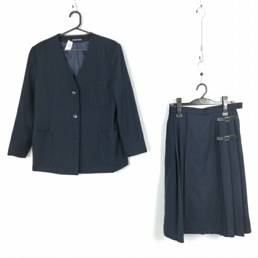 イートン スカート 上下2点セット 大きいサイズ 冬物 女子 学生服 中学 高校 紺 制服 中古 ランクC EY6725 イートン スカート 上下2点セット 大きいサイズ 冬物 女子 学生服 中学 高校 紺 制服 中古 ランクC EY6725