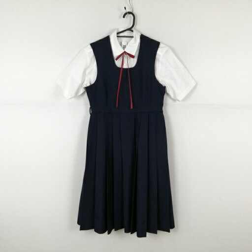 ジャンパースカート 紐タイ バスト88 ウエスト76 冬物 女子 学生服 中学 高校 紺 制服 中古 ランクC EY9599 ジャンパースカート 紐タイ バスト88 ウエスト76 冬物 女子 学生服 中学 高校 紺 制服 中古 ランクC EY9599