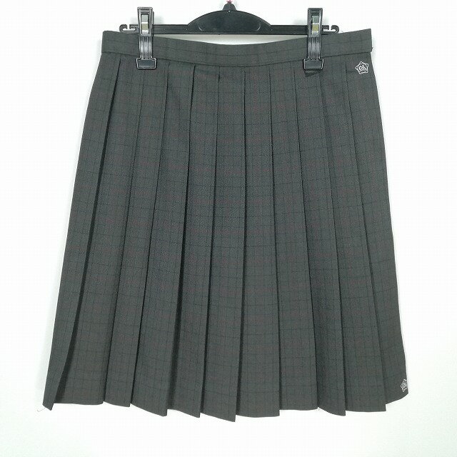 スクールスカート 大きいサイズ 冬物 w72-丈56 チェック 中学 高校 プリーツ 学生服 制服 女子 中古 HK1104