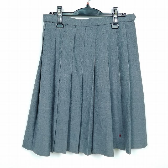 スクールスカート 冬物 w60-丈56 グレー 中学 高校 プリーツ 学生服 制服 女子 中古 HK3720