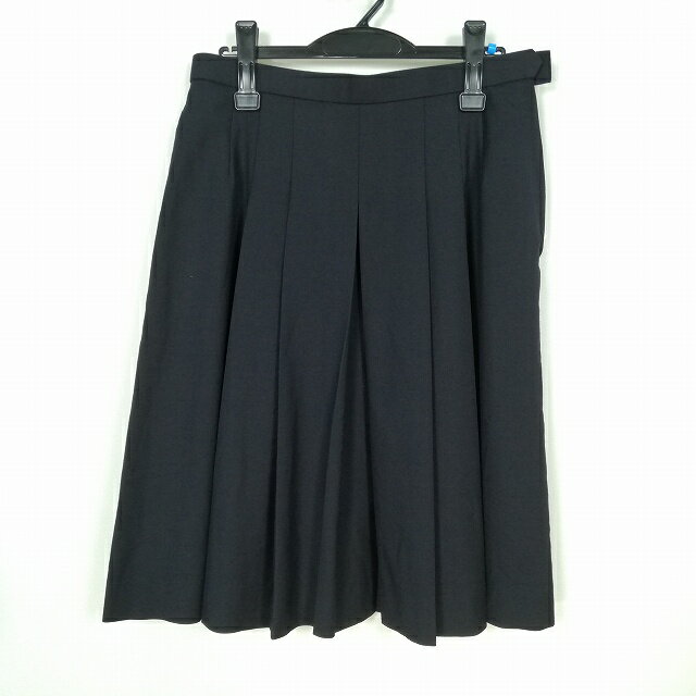 スクールスカート 大きいサイズ 冬物 w78-丈62 紺 中学 高校 プリーツ 学生服 制服 女子 中古 HK4815