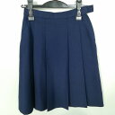 スクールスカート 冬物 w62-丈51 紺 中学 高校 プリーツ 学生服 制服 女子 中古 HK5043