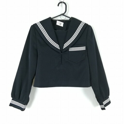 セーラー服 上着 冬物 白3本線 女子 学生服 中学 高校 黒 制服 中古 ランクB NA0492 セーラー服 上着 冬物 白3本線 女子 学生服 中学 高校 黒 制服 中古 ランクB NA0492