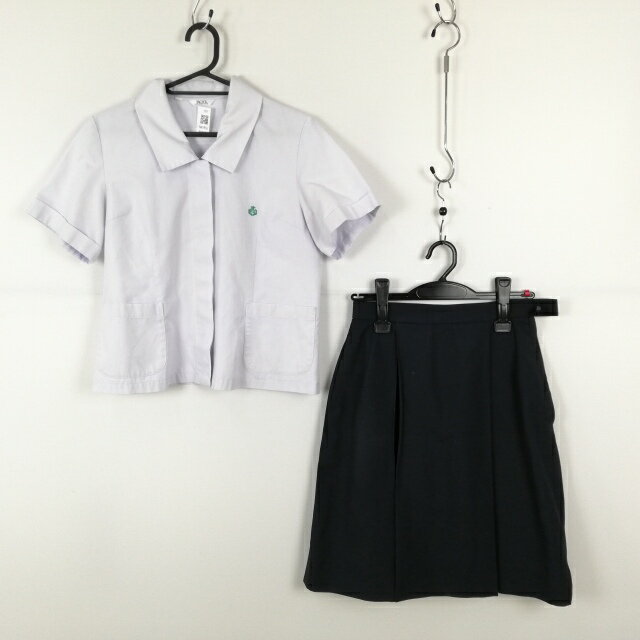 ブラウス スカート 上下2点セット 富士ヨット 夏物 女子 学生服 兵庫飾磨高校 白 制服 中古 ランクC NA5956