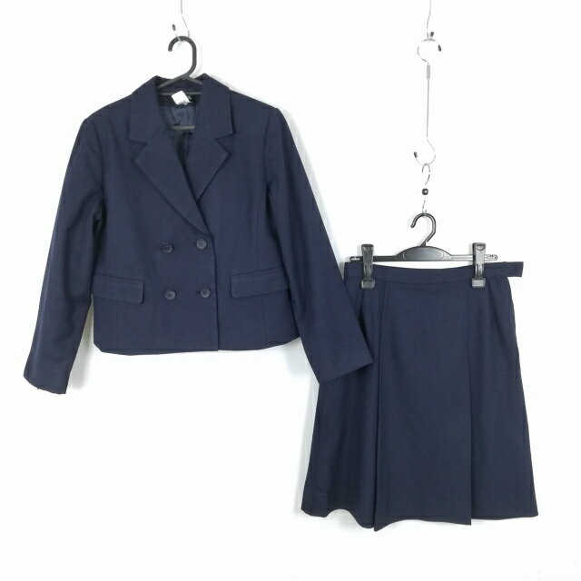 ブレザー ベスト スカート 上下3点セット 指定 冬物 女子 学生服 中学 高校 紺 制服 中古 ランクC EY6558