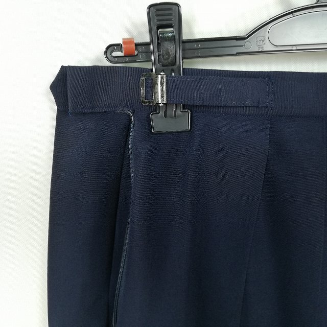 スクールスカート 夏物 w60-丈55 紺 中学 高校 森英恵 プリーツ 学生服 制服 女子 中古 HK4560