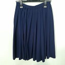 スクールスカート 冬物 w58-丈59 紺 中学 高校 プリーツ 学生服 制服 女子 中古 HK5046